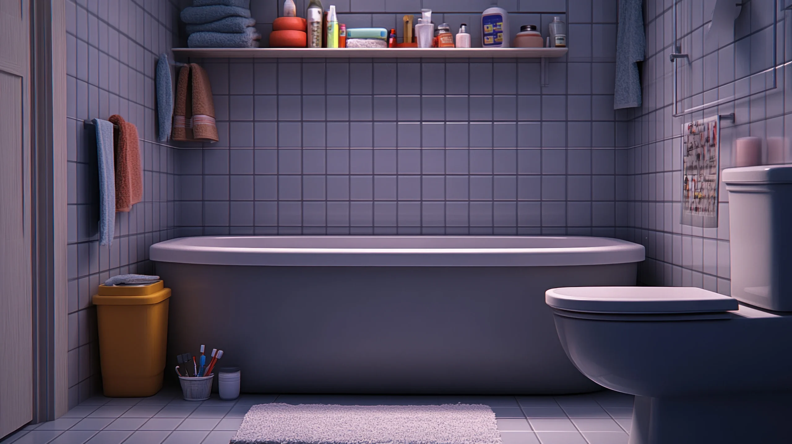 interior of a subdued bathroom photo 1